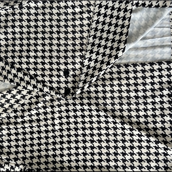 Houndstooth Double Breasted Short Sleeve Shirt: Black and White - Size L… - Picture 4 of 6